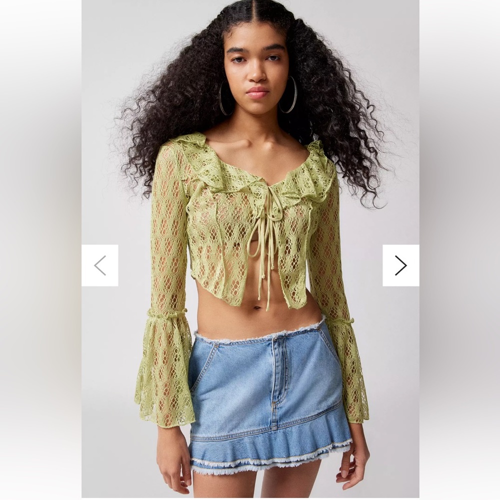 Urban Outfitters Crochet Ruffle Tie Crop Top